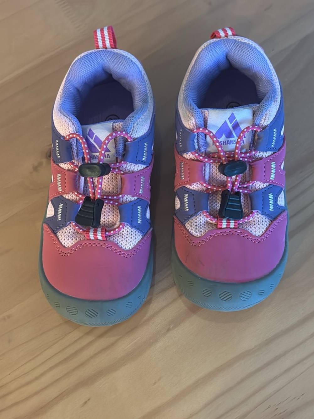 Mishansha Pink and Lavender Toddler Sneakers with Green Soles
